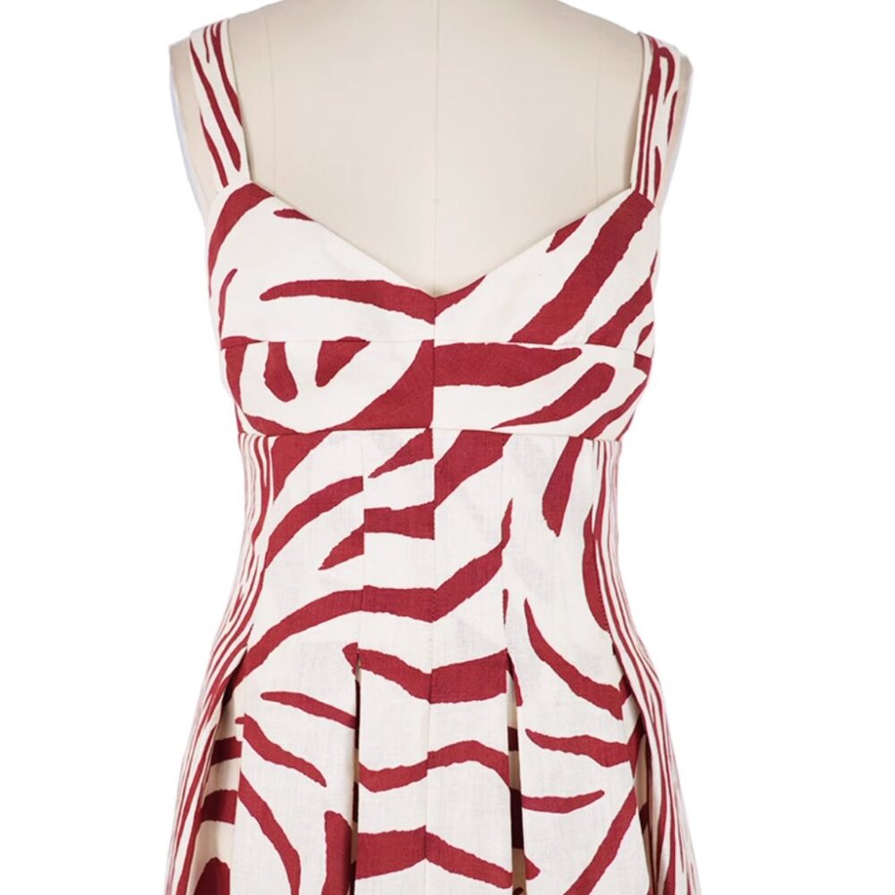 NWT NICHOLAS Selene Linen Maxi Dress Sz4/6 Brick Toledo Print - Picture 6 of 7